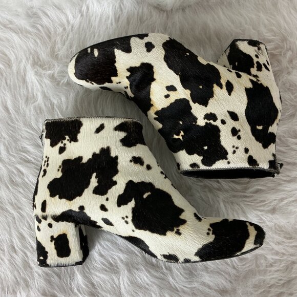 McQ Alexander McQueen Brown Ivory Spotted Calf Hair Ankle Boots EU 41 US 11 - Picture 4 of 9